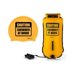 Buddyswim Boya Drybag 28lt + Swim Cap - Yellow/caution Swimmer At Work