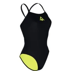 AQUASPHERE Essential Tie Back Badpak Dame - Zwart/Geel -Zwemuitrusting aquasphere essential tie back swimsuit women black yellow 1 1404531