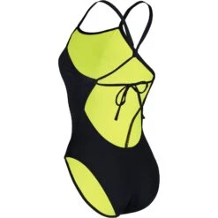 AQUASPHERE Essential Tie Back Badpak Dame - Zwart/Geel -Zwemuitrusting aquasphere essential tie back swimsuit women black yellow 4 1404534