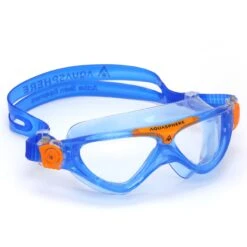 AQUASPHERE Vista Junior Kinderen Zwembril - Transparant - Blauw/Oranje -Zwemuitrusting aquasphere vista junior kids swim goggles clear blue orange 2 1497301