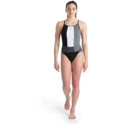 Arena Icons Super Fly Back Solid Badpak Dames - Black-Asphalt-Ardesia -Zwemuitrusting arena icons super fly back panel damen badeanzug model black asphalt ardesia 3 1261341