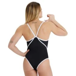 Arena Icons Super Free Back Badpak Dames - Zwart-Wit -Zwemuitrusting arena icons super free back solid women swimsuit black white 6 1252545