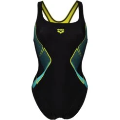 Arena Feel My Crystal Control Pro Back Badpak Dames - Zwart/Soft Green -Zwemuitrusting arena womens my crystal swimsuit control pro back black soft green 1 1513090