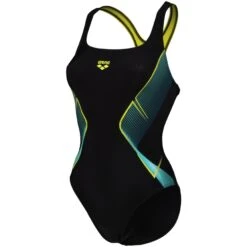 Arena Feel My Crystal Control Pro Back Badpak Dames - Zwart/Soft Green