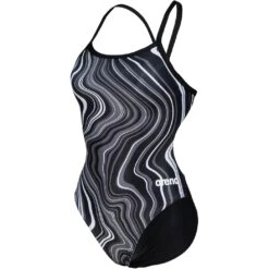 Arena Marbled Challenge Back Badpak Dames - Zwart-Zwart Multi