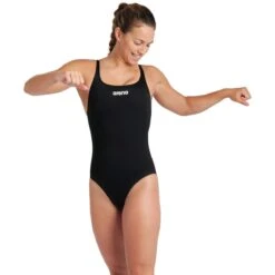 Arena Performance Solid Swim Pro Team Badpak Dames - Zwart/Wit -Zwemuitrusting arena womens team swimsuit swim pro solid black white 5 1252372