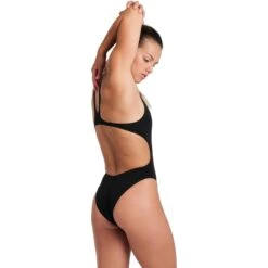 Arena Performance Solid Swim Tech Team Badpak Dames - Zwart/Wit -Zwemuitrusting arena womens team swimsuit swim tech solid black white 6 1252388