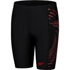 Speedo Plastisol Placement Zwemjammer Jongens - Black/Fed Red/Dapple Grey