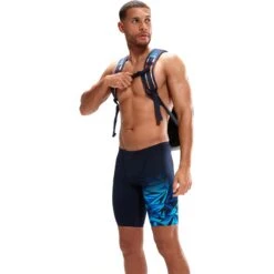 Speedo Hyper Boom V-Cut Zwemjammer - True Navy/Blue Flame/Pool -Zwemuitrusting speedo hyper boom v cut jammer true navy blue flame pool 15 1516722