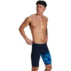 Speedo Hyper Boom V-Cut Zwemjammer - True Navy/Blue Flame/Pool -Zwemuitrusting speedo hyperboom v cut jammer true navy blue flame pool 8 1302496