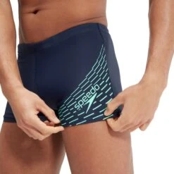 Speedo Medley Logo Zwembroek - True Navy/Green Glow -Zwemuitrusting speedo medley logo aquashort true navy green glow 3 1516745