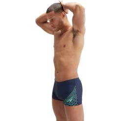 Speedo Medley Logo Zwembroek - True Navy/Green Glow -Zwemuitrusting speedo medley logo aquashort true navy green glow 6 1516748